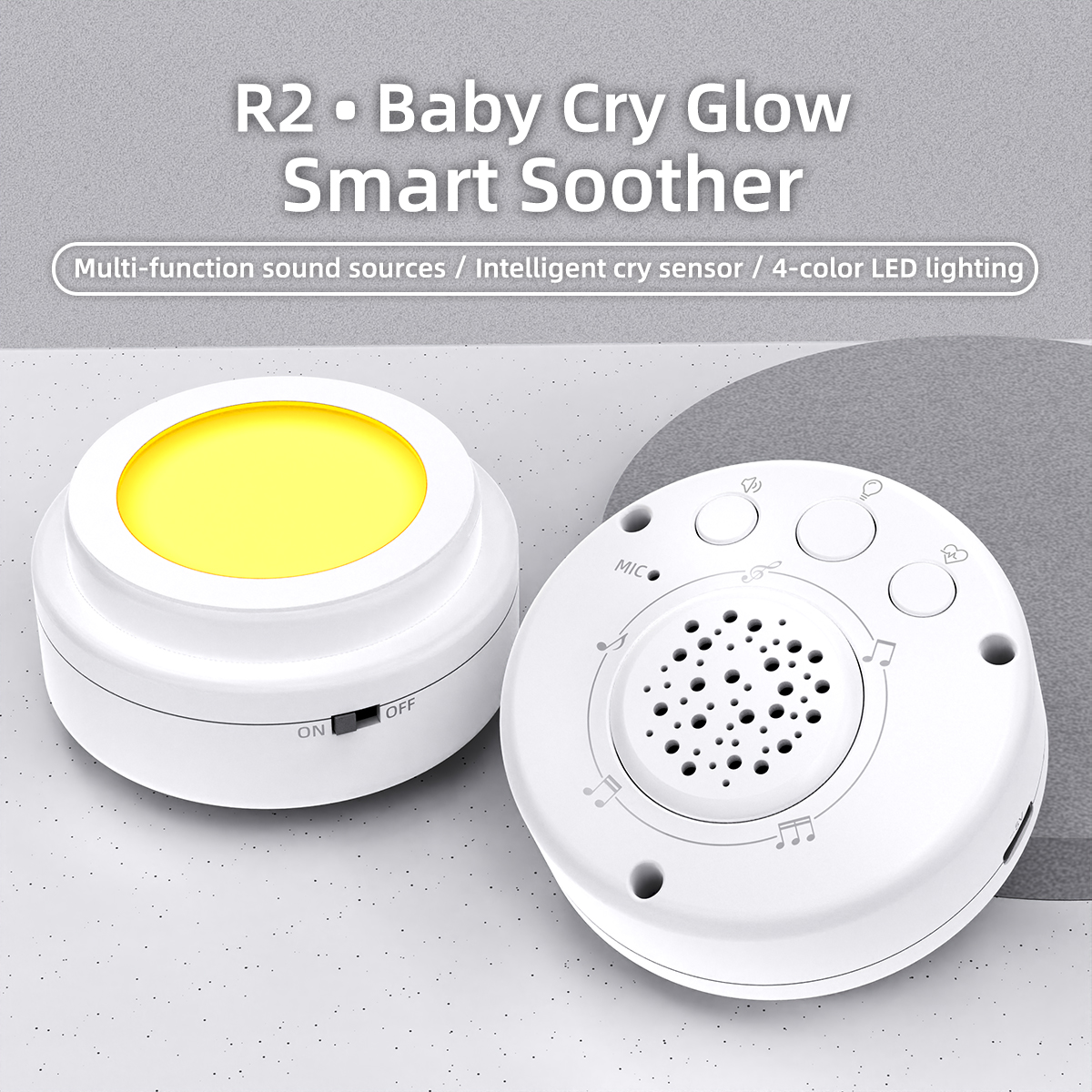 Intelligent Baby Sleep Aid White Noise Multi-Functional Audio Source Crying Sensing Four Types Light (Warm Yellow 400K+RGB)