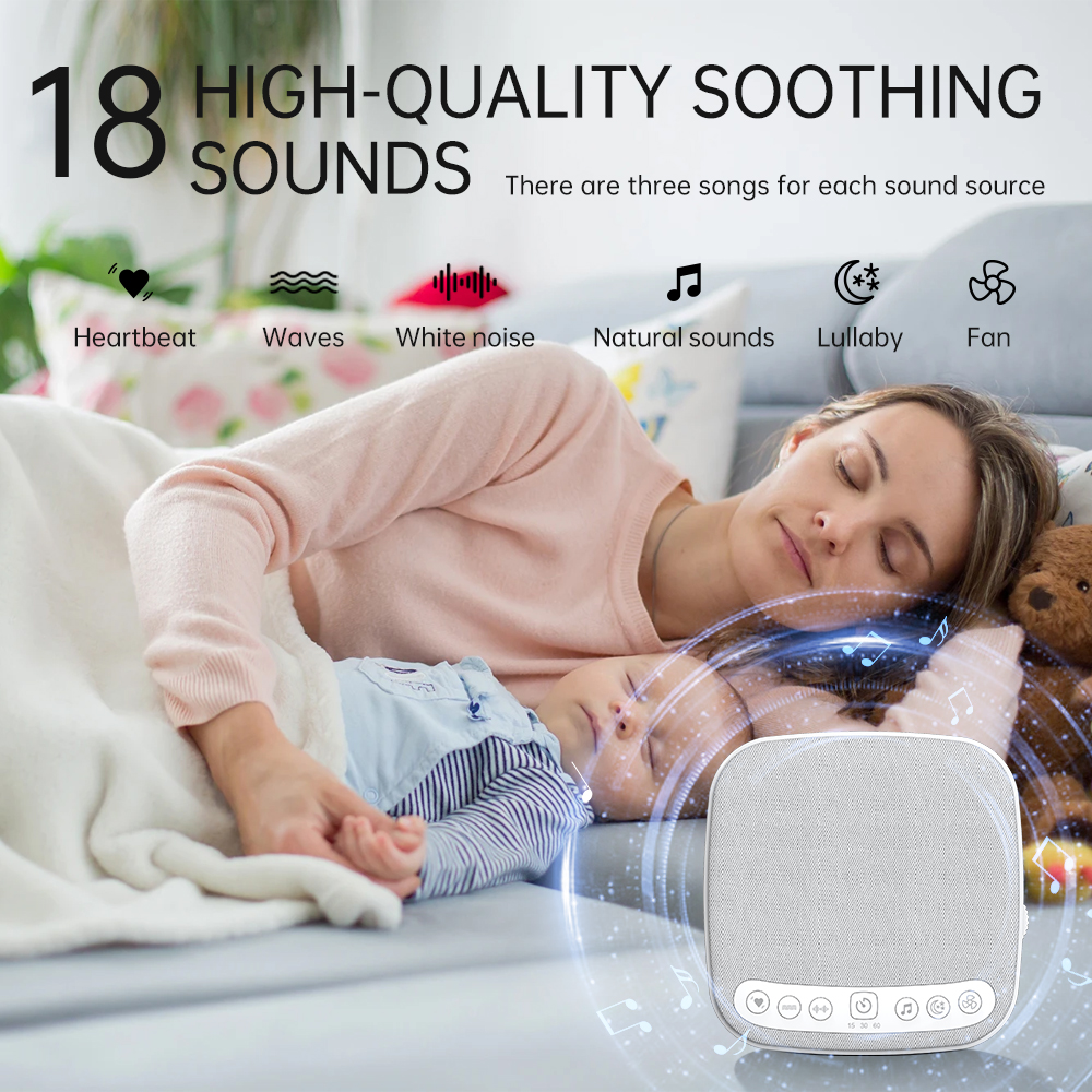Rechargeable White Noise Machine Natural 18 Voice Sleep Therapy Sound Device Timing Sleep Aid Soothing Audio Consumer Electronics
